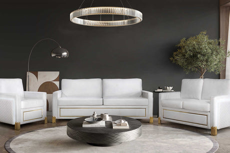 Main view of Glamor White Gold Velvet Sofa and Loveseat Set