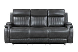 Ethan dark grey Airleather reclining chair with visible power outlet