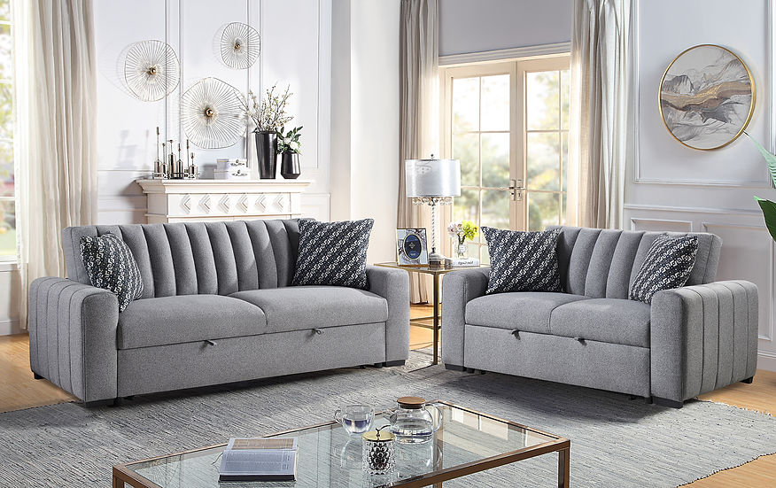 main view of Zaira Grey 2-Piece Living Room Set furniture