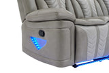 Recliner seat fully extended showing reclining function