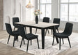 Dorri Dining Room Set with white porcelain table top and black chairs