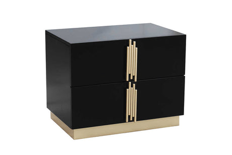 Evon Black Nightstand angled front view