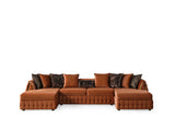 Front view of Sicilya Rust Orange Sectional Sofa