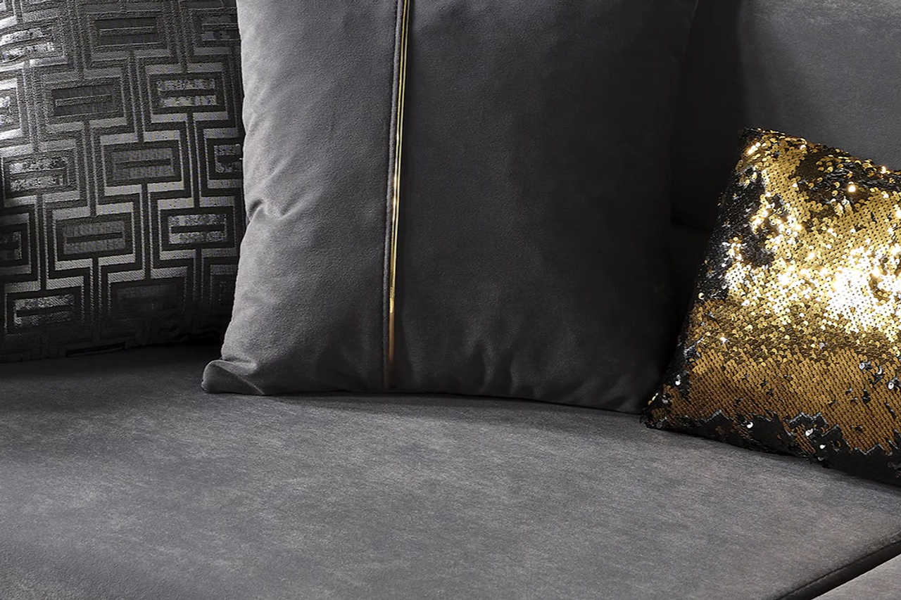 Side angle of Luma Grey Living Room Set loveseat