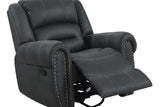 Houston Dark Grey Modern Contemporary Metal Swivel Glider Fabric Reclining Sofa - Ella Furniture