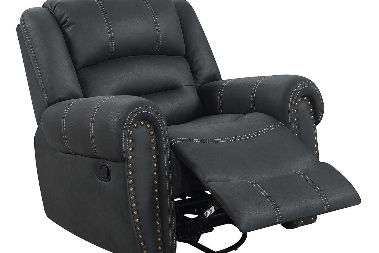 Houston Dark Grey Modern Contemporary Metal Swivel Glider Fabric Reclining Sofa - Ella Furniture