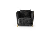 Elit Charcoal chenille accent chair front angle