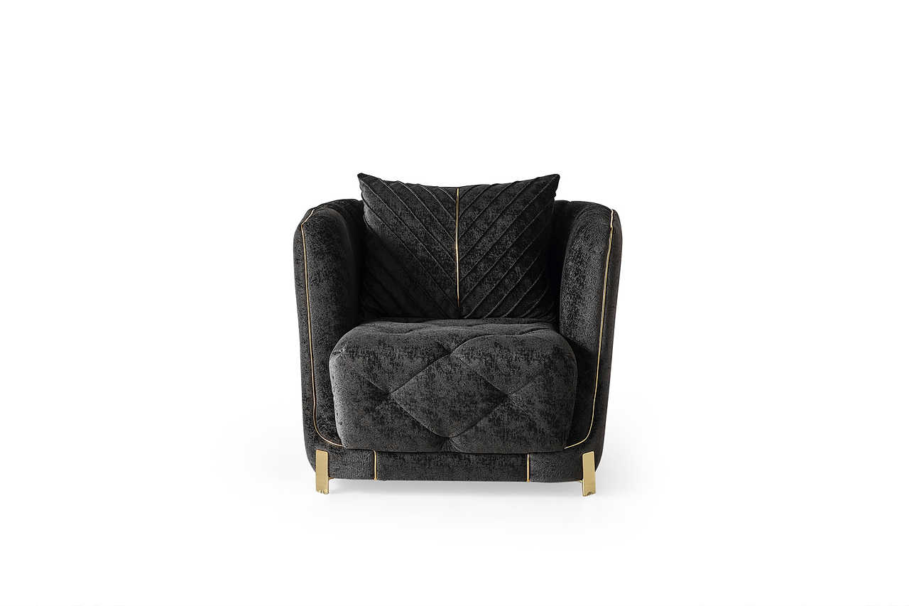 Elit Charcoal chenille accent chair front angle