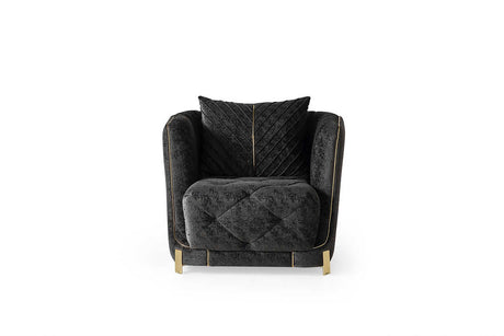 Elit Charcoal chenille accent chair front angle