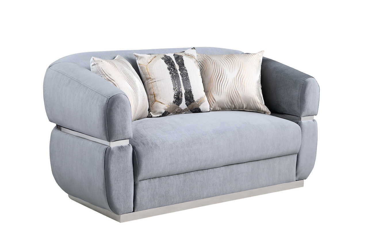 Carmela Grey Velvet Living Room Set alternate side view