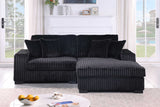 side view of Comfy II Black Velvet 2-Piece Sectional sectional sofa