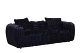 Eli black fabric chair seat close-up