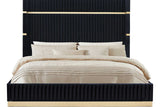 side view of Evon Black Upholstered Panel Bedroom Set bed