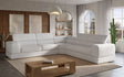 Pella White Italian Leather Sectional Sofa front angle