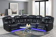 Lucky Charm black leather left-arm reclining loveseat with LED and speakers