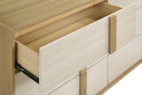 Side angle detail of Maya Natural LED Panel Bedroom Set bed