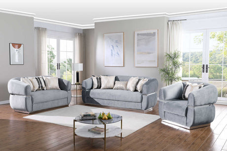 Carmela Grey Velvet Living Room Set main view