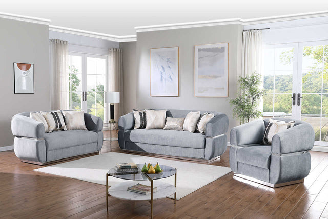 Carmela Grey Velvet Living Room Set main view