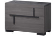 Sunrise Gray Nightstand front angle showing two soft-closing drawers