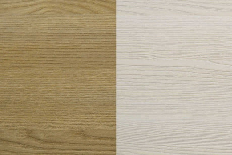 Close-up front view of Maya Natural LED Panel Bedroom Set