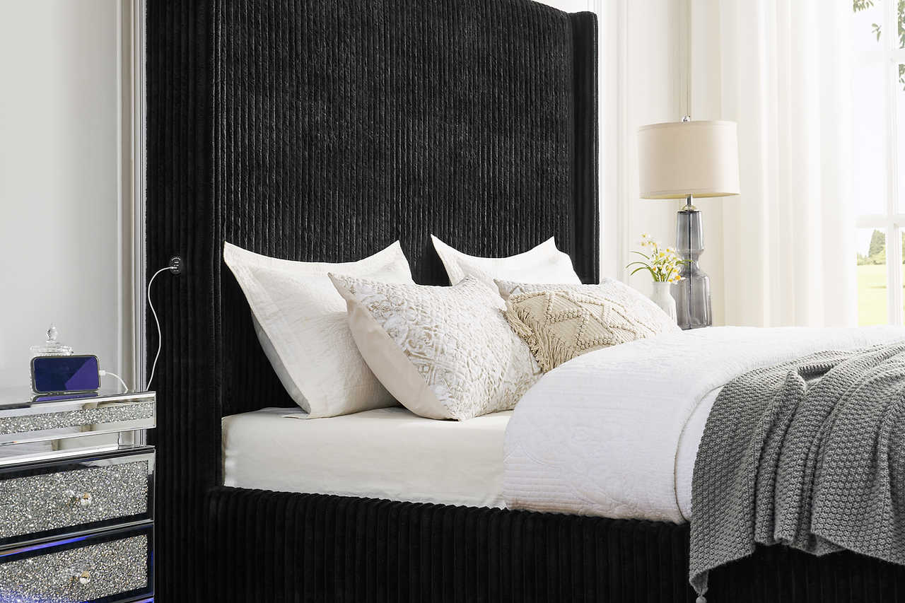 Bed showing multi-color LED lighting