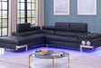 Main view of Magic Black PU sectional sofa with LED speakers