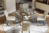 Sami 51 inch dining table with bronze steel base from above