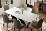 Close-up of Jewel Table's 12mm white sintered stone surface
