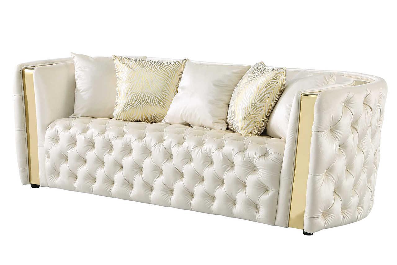 Roka white modern tufted chair back view