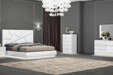 Lea White LED Panel Bedroom Set main view of bed