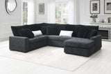 Brady black fabric ottoman close-up fabric texture