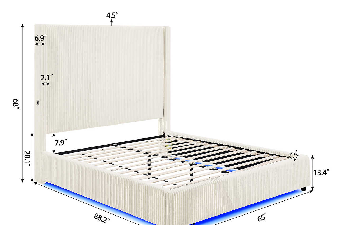 USB and Type C charging ports on Belinda bed