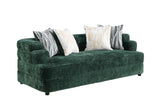 close-up detail of green boucle fabric on Stepso set
