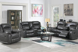Lavon Grey 3-Piece Faux Leather Reclining Set side view