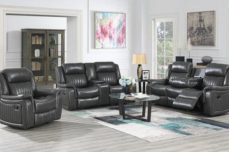 Lavon Grey 3-Piece Faux Leather Reclining Set side view
