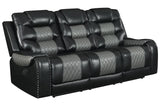 Phoenix Black faux leather loveseat with recliner, side view
