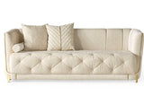 Elit Off White chenille chair in modern living room setting