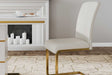 Uno beige gold luxury side chair front angle