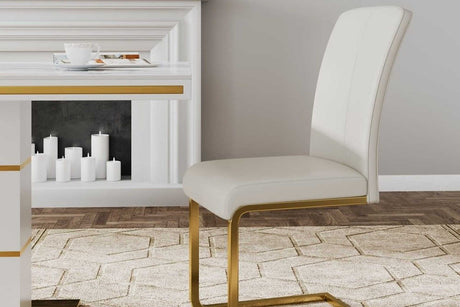 Uno beige gold luxury side chair front angle