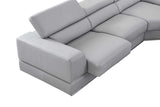 Pella Light Gray Leather RAF Sectional front angle