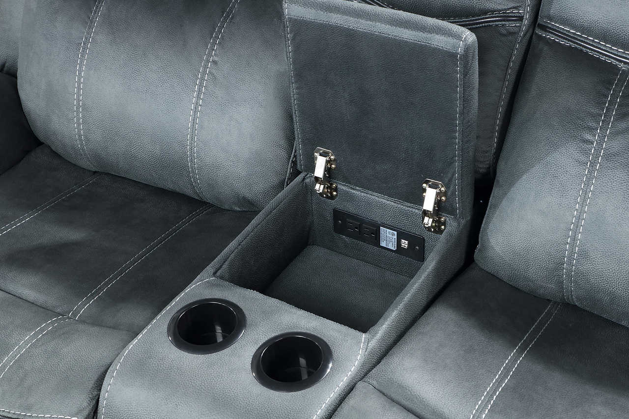 Rio Grande 3-piece gray microfiber reclining set in living room