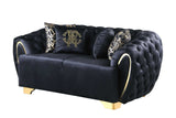 Angled main view of Mila Black Velvet Sofa and Loveseat set
