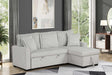 front view of Nori gray upholstered sectional sofa with pull-out bed