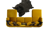 Sicilya Mustard Velvet Sectional Sofa, side profile