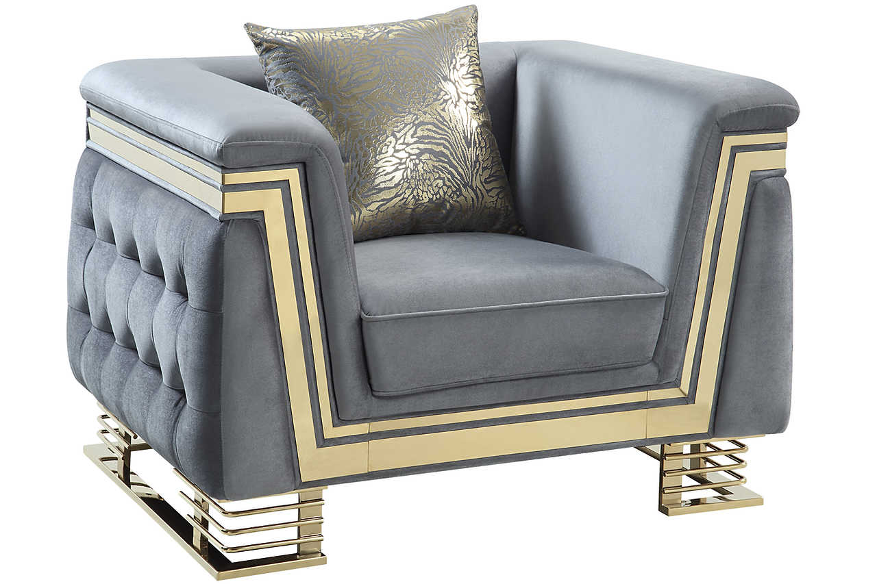 Ashton Grey Gold Upholstered Chair