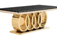 Giovanni dining table black and gold marble-effect top, front angle
