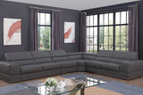 side view of Pella Dark Grey Leather Sectional sofa