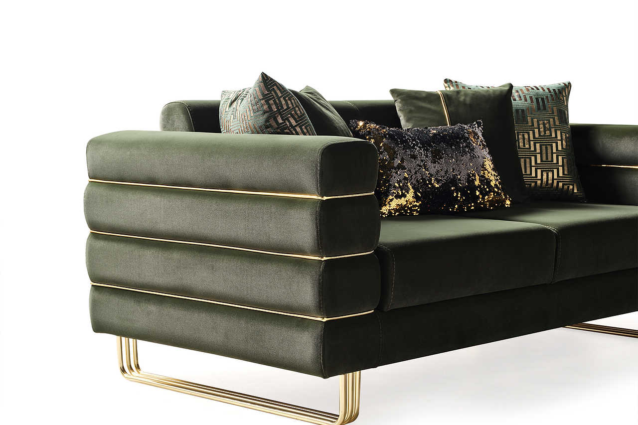 Side view of Luma Emerald Living Room Set sofa
