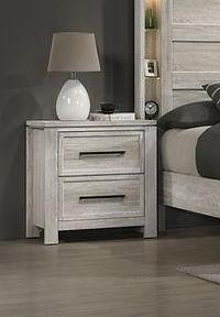 Mariana white-wash modern nightstand front view on white background