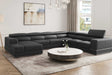 Pella Dark Gray Leather Left-Arm-Facing Sectional Sofa main view